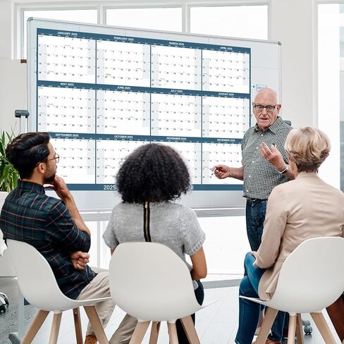 32 "× 48" رمادي 2025 تقويم الجدار الجاف - محو كبير الأزرق في السماء النجمية الرطبة والجافة قابلة للمسح 12 شهرًا مخطط سنوي سنوي ، قابل للانعكاس ، أفقي/عمودي (2025 تقويم الجدار) in Kuwait