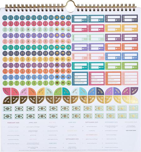تقويم مجلد ملف ميزانية Erin Condren (Jan-Dec 2025) ، تقويم الجدار الكل في واحد ومتعقب الميزانية مع مجلدات الملفات لتنظيم وتخزين المستندات والإيصالات كل شهر in Kuwait