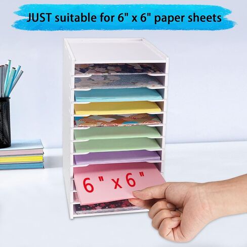 SANFURNEY 6" x 6" Origami Paper Organizer, 12 Tier Folding Paper Storage Rack, Desktop Traditional Paper Origami Sheets Colored Paper Holder for Home School Classroom (White) in Saudi Arabia