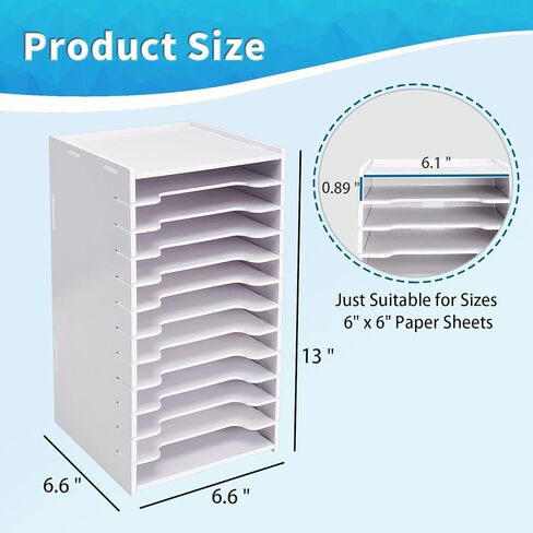 SANFURNEY 6" x 6" Origami Paper Organizer, 12 Tier Folding Paper Storage Rack, Desktop Traditional Paper Origami Sheets Colored Paper Holder for Home School Classroom (White) in Saudi Arabia