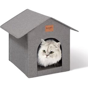 Love's cabin Outdoor Cat House Weatherproof, Insulated Feral Cat House Outdoor for Winter, Waterproof Outside House for/Indoor Cats, Shelter with Removable Soft Cushion