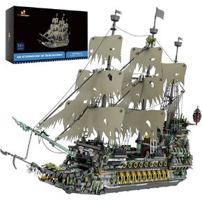 JMBricklayer Pirate Ship Building Toys with Lights, Ghost Ship Flying Dutchman Model Ship Boat 40001, Toy Building Sets for Adults, Easter Decor Christmas Birthday Gifts for Boys Girls 14+ (1100 PCS)