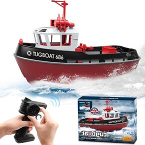 قارب RC ، 1/72 RC Tugboat للمسابح والبحيرات ، وقارب التحكم عن بعد عالي السرعة مع 40 دقيقة وقت اللعب وتذكير البطارية المنخفضة للبالغين والأطفال - RTR إصدار