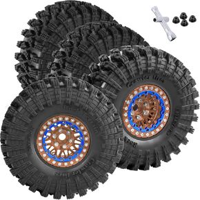 4PCS 1.9 Wheel Tires for 1/10 TRX4 TRX6 SCX10 SCX10 II 90046 SCX10 III AXI03007 SCX10 Pro Gen7/8 D90 VS4-10 MST CFX RC Crawler Car,Colour