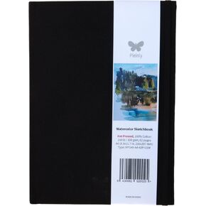 Pleinly Watercolor Sketchbook 100% Cotton, 140lb/300gsm, A4, 8.3"x11.7", 64 Pages / 32 Sheets, Hot Pressed, Hard Canvas Cover. 100% Cotton, A4, 64p, HP