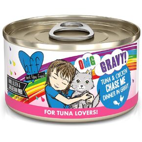 Weruva B.F.F. OMG - Best Feline Friend Oh My Gravy!, Tuna & Chicken Chase Me with Tuna & Chicken, 2.8oz Can (Pack of 12)