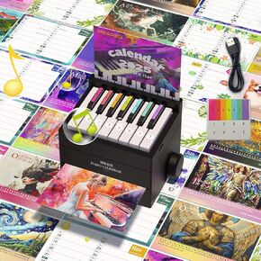 Piano Calendar,Playable Mini Piano Desk Calendar 2025, with 30 Music Scores Included,Calendar 2025 from JAN.2025 - DEC.2025,Gift for Fans Inspiration Gift for for Her, Singer Fans (White)