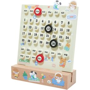 Wooden Desk Calendar - Perpetual Planner Calendar - Unique Gifts, Month Date Display, Desk Decorations for Office, Desk Accessories Aesthetic, Cute Desk Decor (Creamy white)