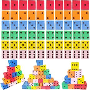 60Pcs Foam Dice,Bulk Foam Teach Cubes Dice,Small Square Blocks with Number Dots for Math Teaching Classroom Board Games Party Favor Supplies (0.79 Inch,6 Colors)