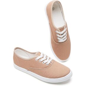 Womens Classic White Sneakers,Low Top White Canvas Shoes,Lightweight Casual Canvas Sneakers