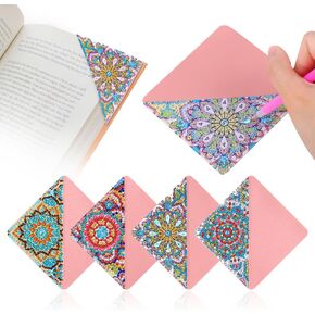 4Pcs Diamond Art Bookmark,DIY Diamond Art Bookmarks for Book Lovers,Cute Diamond Art Painting Bookmarks Triangle Making Corner Bookmark Kits for Kids Adults(Mandala)