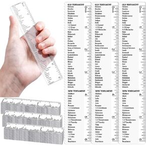 24 Pcs Clear Bible Study Ruler with Dual Straight and Scalloped Edge 6 Inch Christian Bookmarks Multitool Bookmark for Underlining Journaling (Old & New Testament Books of The Bible)