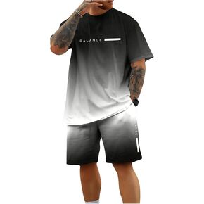 SOLY HUX Men's Tracksuits Two Piece Casual Athletic Outfits Short Sleeve Tee Shorts Set Streetwear