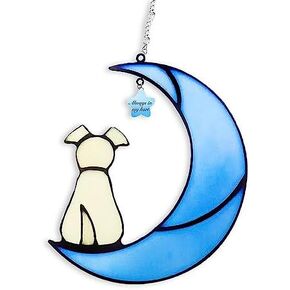Dog Memorial Gifts for Dog Lovers, Loss of Dog Sympathy Gift, Yellow Dog Lovers Gifts Ornaments, Memory Dog Gifts Stained Glass Dog Suncatcher for Christmas Halloween Decor