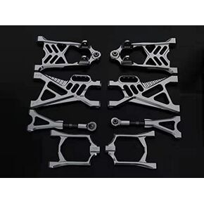 CNC Aluminum Front Rear Upper Lower Suspension Arm Kit for 1/5 RC Gas Car HPI KM Rovan Baja 5b ss 5t 5sc Upgrade Part (8pcs/Set) (Orange)