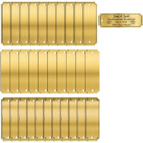 30 Pcs Name Plates Laser Engraved, Plaques Personalized Engraved, Solid Metal Plate, Name Plate for Desk, Personalized Plaque Blank, Custom Name Tag, Laser Engraving Blanks (1'' X 3'') (Gold)