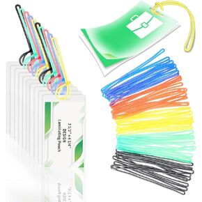 100 Pack 5 Mil Laminating Pouch with Clear Loop 2 1/2" x 4 1/4" Luggage Tag Laminating Pouches with Slot Hole Thermal Laminate Pouch Tags Kit Resealable for Work Permits Pass Cards Student ID Cards