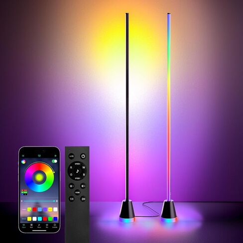 Torchlet Corner Lamp, Floor Lamp with App and Remote Control, RGB Corner Floor Lamp with 1600 Million DIY Colors, 213+ Sence Modes and Music Modes, Floor Lamps for Living Room, Bedroom in Saudi Arabia