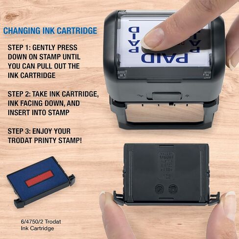 Trodat Printy 4750 Self Inking Date Stamp with Approved, Copy, EMAILED, Scanned – Blue and Red Ink, 1" x 1-5/8" in Kuwait