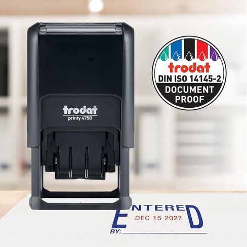Trodat Printy 4750 Self Inking Date Stamp with Approved, Copy, EMAILED, Scanned – Blue and Red Ink, 1" x 1-5/8" in Kuwait