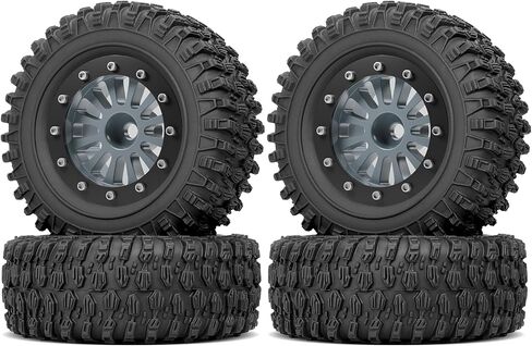 OGRC 1.3" Wheel Tires Super Soft and Sticky Tires RC Crawler Tires with Aluminum Wheels for TRX4M SCX24 1/18 1/24 RC Crawler Car - 66 * 25mm (B-Titanium) in Saudi Arabia