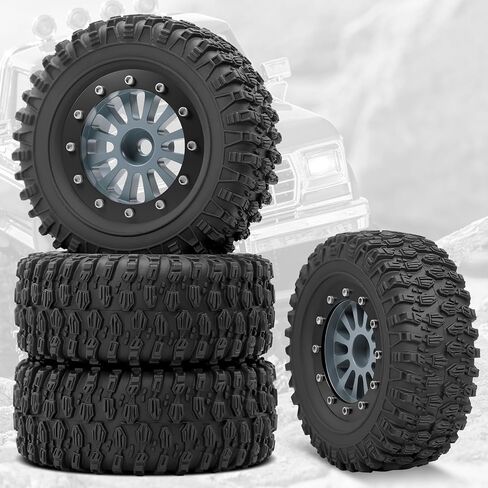 OGRC 1.3" Wheel Tires Super Soft and Sticky Tires RC Crawler Tires with Aluminum Wheels for TRX4M SCX24 1/18 1/24 RC Crawler Car - 66 * 25mm (B-Titanium) in Saudi Arabia
