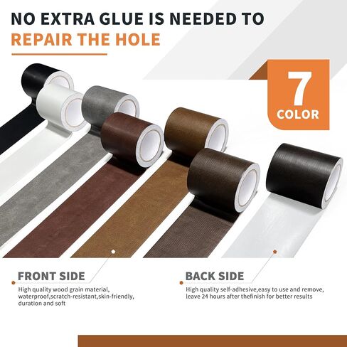Azobur Leather Repair Tape Patch Leather Adhesive for Sofas, Car Seats, Handbags, Jackets,First Aid Patch 2.4" X15' (Black) in Kuwait