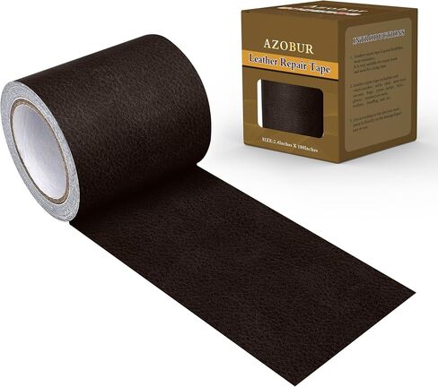 Azobur Leather Repair Tape Patch Leather Adhesive for Sofas, Car Seats, Handbags, Jackets,First Aid Patch 2.4" X15' (Black) in Kuwait