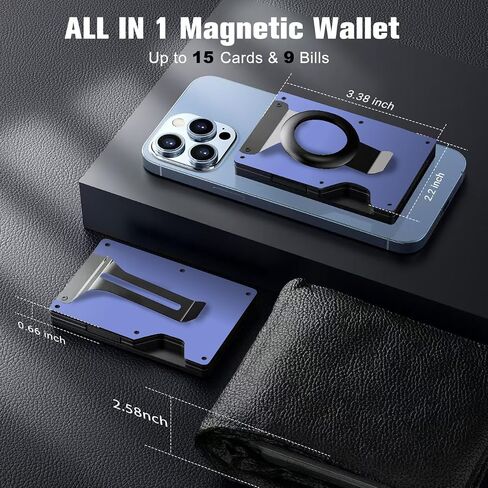 Zeeker for Magsafe Wallet, Magnetic Wallet with Airtag Holder & Money Clip for iPhone 16/15/14/13/12 Series,15-Card Holder, Upgrade with iPhone Wallet,RFID Blocking, Macaron Black in Saudi Arabia