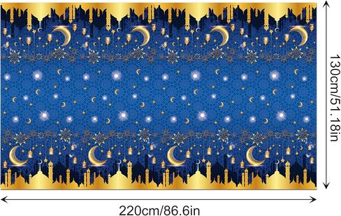 Adirasenotek 3Pcs Blue Tablecloth Ramadan Mubarak Tablecloths,54x87In Plastic Table Covers,Disposable Ramadan Tablecloth for Home, Kitchen, Party,Baby Showers,Outdoor Decoration(Blue) in Kuwait
