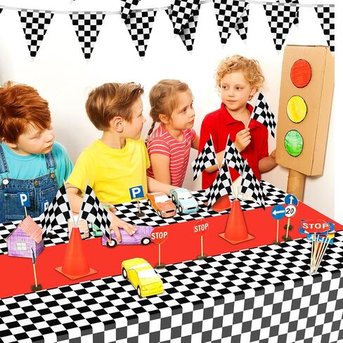 Irenare 3 Sheets Car Birthday Party Supplies Racing Party Decorations Road Tablecloth Racetrack Table Runner Table Covers for Car Theme Birthday Party, 54 x 108 Inch(Pink) in Kuwait