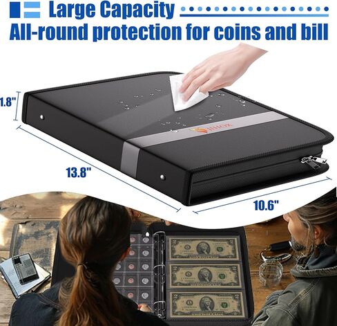 Fireproof Coin Collection Book Holder for Collectors, 300 Pockets Coin Collection Supplies & 36 Sleeves Money Storage Case, Waterproof Coin Collector Gifts, Coin Album, Bill, Pennies, Quarters, Stamp in Saudi Arabia