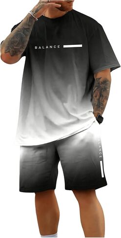 ملابس رياضية رجالية من SOLY HUX مكونة من قطعتين ملابس رياضية كاجوال بأكمام قصيرة ومجموعة شورتات ملابس الشارع in Kuwait