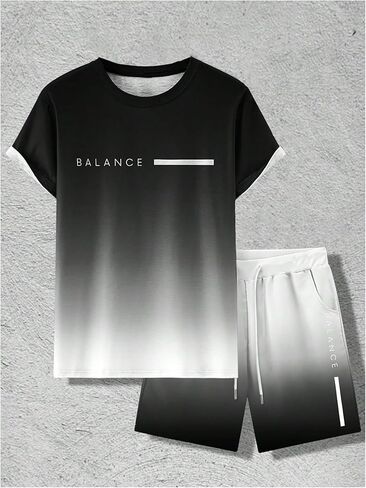 ملابس رياضية رجالية من SOLY HUX مكونة من قطعتين ملابس رياضية كاجوال بأكمام قصيرة ومجموعة شورتات ملابس الشارع in Kuwait