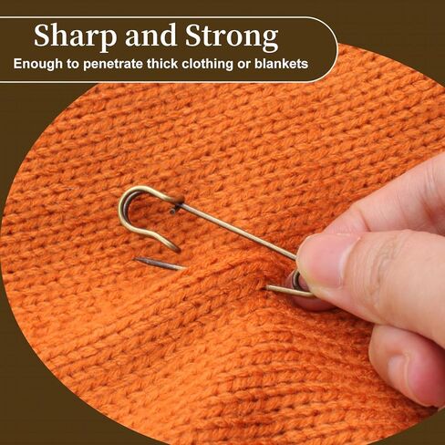 BokWin 30 Pack Large Safety Pins Heavy Duty Brown Vintage Clothes Pins 2 Inch for Blankets, Crafts, Canvas, Leather, Skirts, Shawls in Kuwait
