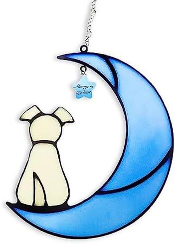 Dog Memorial Gifts for Dog Lovers, Loss of Dog Sympathy Gift, Yellow Dog Lovers Gifts Ornaments, Memory Dog Gifts Stained Glass Dog Suncatcher for Christmas Halloween Decor in Saudi Arabia