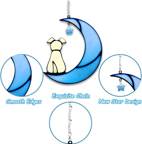 Dog Memorial Gifts for Dog Lovers, Loss of Dog Sympathy Gift, Yellow Dog Lovers Gifts Ornaments, Memory Dog Gifts Stained Glass Dog Suncatcher for Christmas Halloween Decor in Saudi Arabia