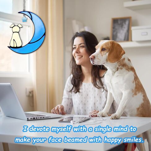 Dog Memorial Gifts for Dog Lovers, Loss of Dog Sympathy Gift, Yellow Dog Lovers Gifts Ornaments, Memory Dog Gifts Stained Glass Dog Suncatcher for Christmas Halloween Decor in Saudi Arabia