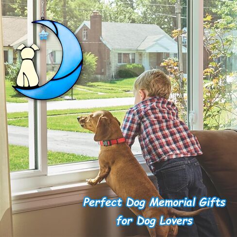 Dog Memorial Gifts for Dog Lovers, Loss of Dog Sympathy Gift, Yellow Dog Lovers Gifts Ornaments, Memory Dog Gifts Stained Glass Dog Suncatcher for Christmas Halloween Decor in Saudi Arabia