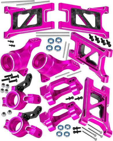 RC Aluminum Front Rear Suspension Arms&C-Hubs Steering Block Caster Blocks Upgrades Parts for 1/18 LaTrax Teton,Suspension Arms&Stub Axle Carriers Knuckles Set,Replace Parts 7630 7532 7552X(Pink) in Kuwait