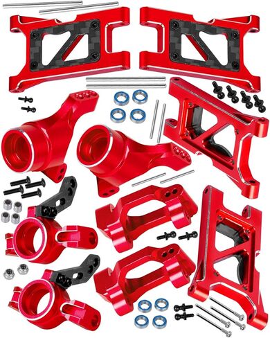 RC Aluminum Front Rear Suspension Arms&C-Hubs Steering Block Caster Blocks Upgrades Parts for 1/18 LaTrax Teton,Suspension Arms&Stub Axle Carriers Knuckles Set,Replace Parts 7630 7532 7552X(Pink) in Kuwait