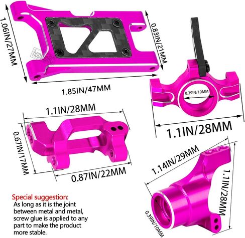 RC Aluminum Front Rear Suspension Arms&C-Hubs Steering Block Caster Blocks Upgrades Parts for 1/18 LaTrax Teton,Suspension Arms&Stub Axle Carriers Knuckles Set,Replace Parts 7630 7532 7552X(Pink) in Kuwait