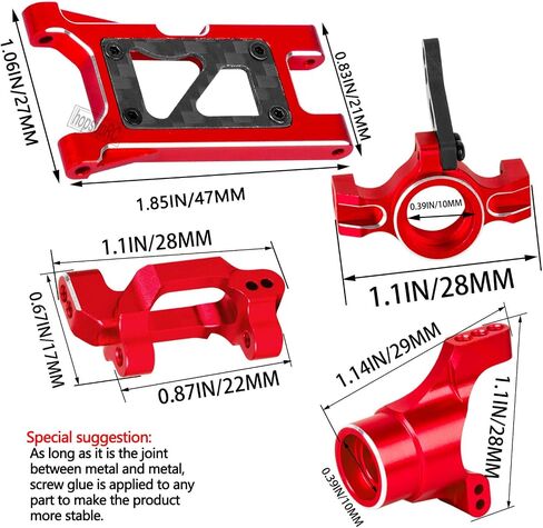 RC Aluminum Front Rear Suspension Arms&C-Hubs Steering Block Caster Blocks Upgrades Parts for 1/18 LaTrax Teton,Suspension Arms&Stub Axle Carriers Knuckles Set,Replace Parts 7630 7532 7552X(Pink) in Kuwait