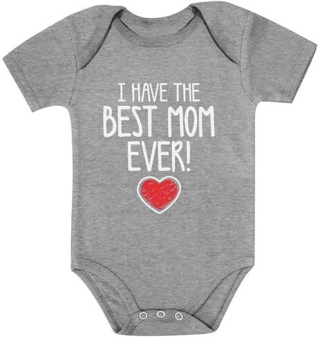 بدلة Tstars Best Mom Ever Baby لحديثي الولادة من الأولاد والبنات لعيد الأم | بدلة للجسم من القطن الناعم؛ رائع لعيد الأم الأول، وحفلة استقبال المولود الجديد، والإعلان عن الحمل، وهدية لحديثي الولادة in Kuwait