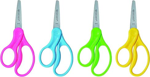Westcott 13178 Left-Handed Scissors, Hard Handle Kids' Scissors, Ages 4-8, 5-Inch Pointed Tip, Color Varies in Saudi Arabia