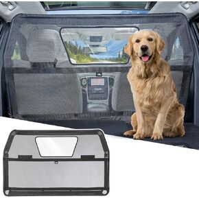 JOYTUTUS 50" Wide Dog Car Barrier with Visual Window, Dog Barrier for SUV Escape-Proof, Dog Net for Car Cargo Behind Front Seats, Vehicle Gate for Dog Safety and Travel, Ideal for Cars SUVs Trucks