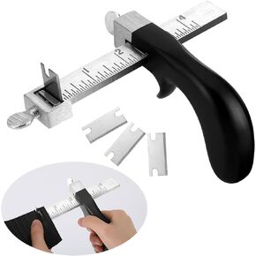 Lasnten Leather Working Tools Leather Strap Cutter with Aluminium Handle and 3 Blades Strip Belt Cutter Stainless Steel Crafting Tools with Accessory DIY Craft
