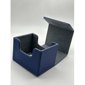 1pc Card Deck Box for MTG Cards, Card Storage Box Fits 100 Single Sleeved Cards, PU Leather TCG Card Deck Case Holder for Magic Commander Yugioh (Sideloading Blue Color) in Kuwait