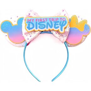 CLGIFT Princess Minnie Ears,Pick your color, Flower Minnie Ears, Floral minnie ears, Purple Sparkle Mouse Ears (First Trip)