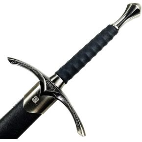 41.25" One Hand Medieval Sword - Dull Blade Carbon Steel Sword w/Faux Leather Wrapped Wood Scabbard - Non-Battle Ready One Handed Sword - Medieval Costume Sword for Gifts, Cosplay, & LARP